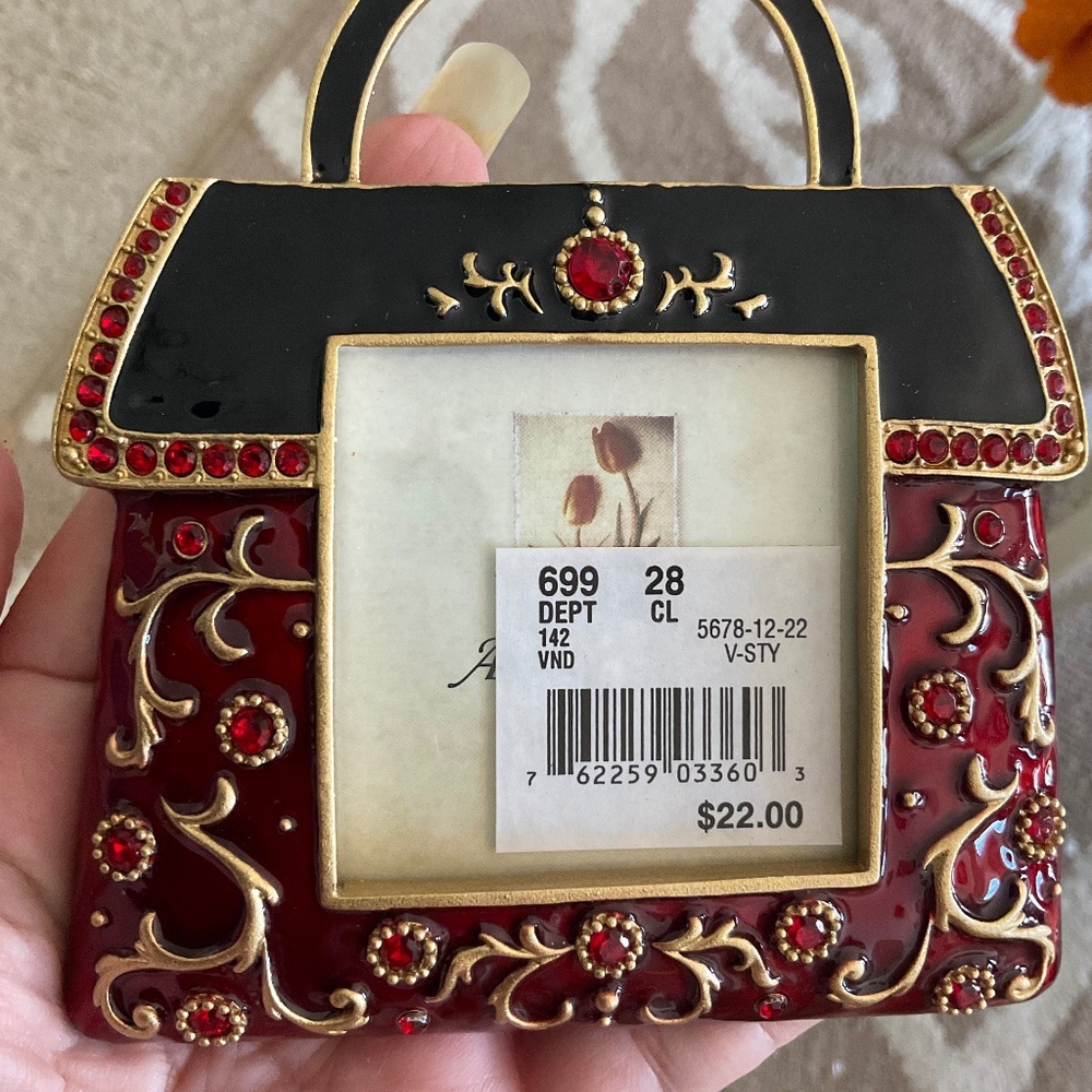 Lovely Ashleigh Manor Red Jeweled Purse Picture Frame NWT